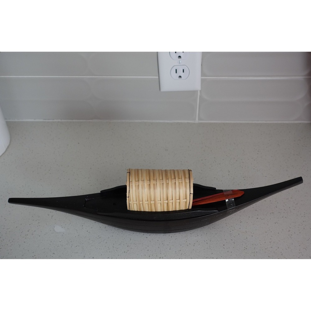 Vintage wooden gondola boat with oars home accent decor‎